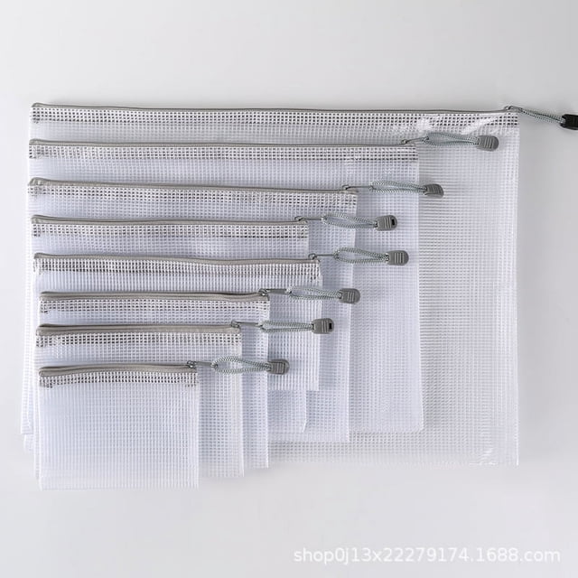 Bolsa de documentos transparente A4, bolsa de malla con cremallera, bolsa gruesa impermeable para tareas de estudiantes, bolsa para billetes A5