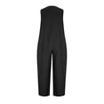 thumbnail image 4 of TEAJOPSUU Jumpsuits for Women Cotton Blend Sleeveless Wide Leg Jumpsuit Button Down Baggy Capri One Piece Jumpsuit Loose Fit Overalls with Pockets Black, 4 of 6