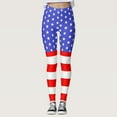 thumbnail image 2 of Bjutir American Flag Pants Women Summer Flag Star Stripe Print Tights Compression Tummy Control Casual Leggings High Waist Long Stright Slim Leg Yoga Pants Running Leggings For Women Red M, 2 of 8