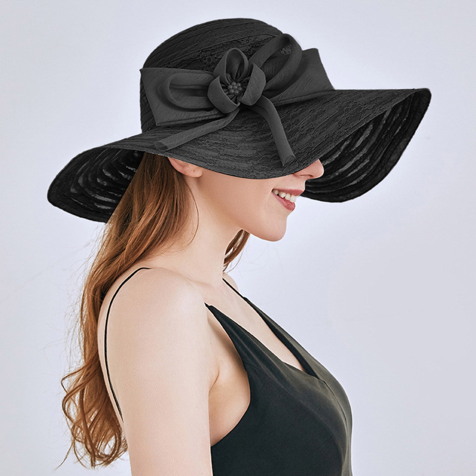 Sunhillsgrace Sun Hats Womens Summer Dress Hat Wide Leaf Flower Bridal