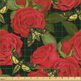 thumbnail image 2 of Ambesonne Nature Fabric by the Yard Upholstery, Goth Roses and Moths Pattern, 1 Yard, Dark Coral Fawn Sepia, 2 of 5
