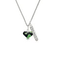 thumbnail image 2 of Delight Jewelry Silvertone Lime Green Large Cheetah Print Heart Silvertone Balance Bar Charm Necklace, 23", 2 of 4