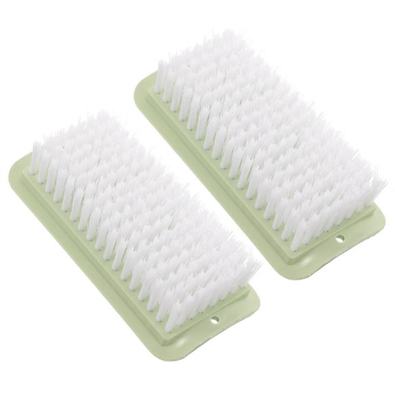 Green PP Cleaning Brushes for Shoes and Home 2pcs Portable Laundry Brushes with Hanging Hole Design
