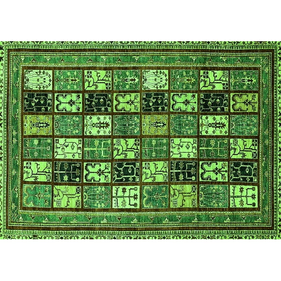 Ahgly Company Indoor Rectangle Abstract Green Modern Area Rugs, 2' x 5'