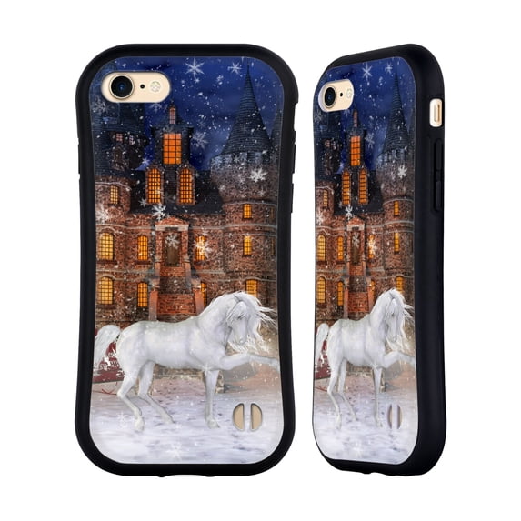 Head Case Designs Officially Licensed Simone Gatterwe Horses Christmas Time Hybrid Case Compatible with Apple iPhone 7 / 8 / SE 2020 & 2022