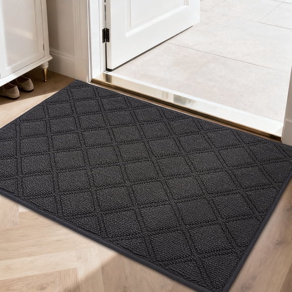 JAATOP Doormat Indoor 24"x 36", Non Slip Entryway Rugs Washable Welcome Mat for Inside, Front Door Mat for Entrance, Dirt Trapper, Dark Gray