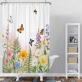 thumbnail image 3 of Spring Butterfly Wildflower Shower Curtain,72x72 Inch,Waterproof Polyester Bathroom Curtain With Hooks, 3 of 5