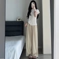 thumbnail image 2 of Pantalones de pierna ancha para chicas calientes de verano, pantalones casuales adelgazantes de cintura alta, pantalones de mujer de talla grande, pantalones de pierna recta de color sólido para mujer, 2 of 4