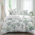thumbnail image 2 of Sage Green Coastal Bedding 3 Piece Duvet Cover Set California King, Sea Turtle Nautical Coral Summer Beach Soft Microfiber Comforter Cover with Zipper Closure & Pillowcases, FadeResistant Quilt Cover, 2 of 9