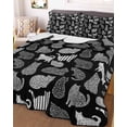 thumbnail image 3 of Quilts Twin-XL Size Bedding Set, Black Cat Lightweight Quilted Comforter, Vintage Striped Geometric Abstract Soft Reversible Bedspread Coverlet with Pillow Covers for All Season, 68" x 98", 3 of 7