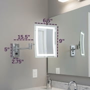 Jerdon Rectangular Wall Mount Makeup Mirror with 5X Magnification- Direct Wire Makeup Mirror with LED Lights - Chrome Finish - Model JRT710CLD