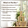 thumbnail image 5 of Pure Brass Glass Tumbler With Embossed Design Set Of 6 - Gold, 270ml Each | Drinkware & Tableware, Jug For Serving & Drinking Water Tableware - Hand Made, Easy To Carry, Easy To Clean, 5 of 5