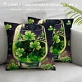 thumbnail image 3 of Orinice Shamrocks Graphic Decorative Cotton Linen Throw Pillow Cover for Home Couch Living Room Bed Sofa, Aesthetic Printed on Both Sides, 1PC 22x22in, 3 of 5