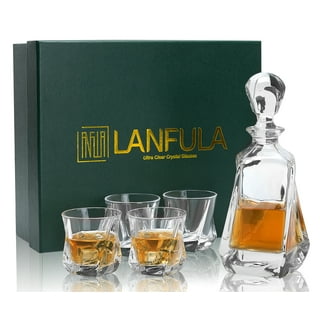 Whiskey Decanter with Set of 8 Old Fashioned Glasses — Queen