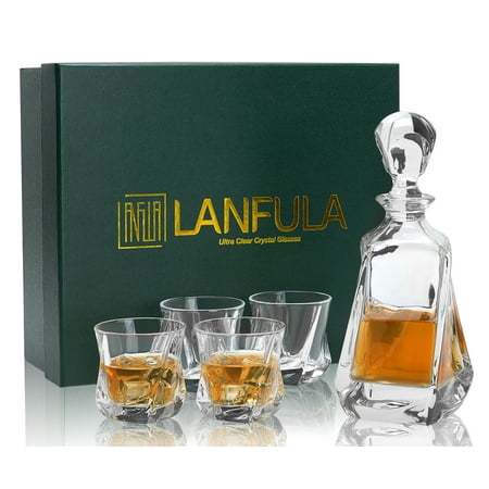 

LANFULA Whiskey Decanter Set with Crystal Glasses for Liqour Vodka Gift For Man Husband Father s Day