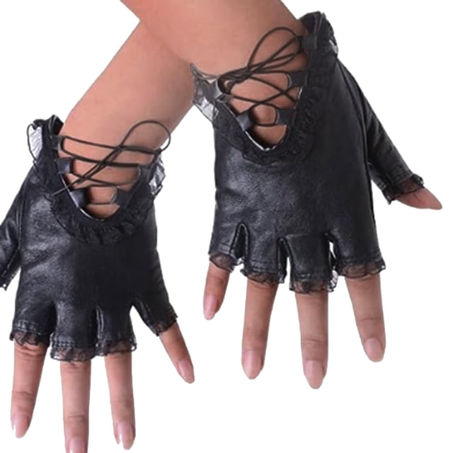 WEAIXIMIUNG Women's Hats Half Finger Gloves Ladies Driving Sports Non Fingerless Lace Design Riding and Dancing