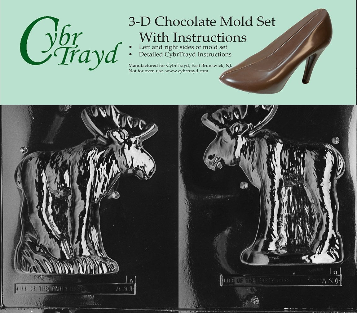 cybrtrayd a301ab moose chocolate candy mold kit with 2 molds and 3d