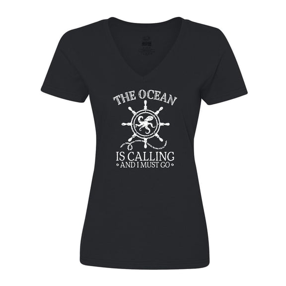 Inktastic Ocean is Calling Cute Nautical Octopus Women's V-Neck T-Shirt