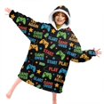 thumbnail image 4 of Game Controller Black Pattern Lamb Fleece Blanket Hoodies for Teens ,Teens Oversize Sherpa Wearable Hooded Blanket Sweatshirt with Super Pockets, 4 of 6