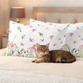 thumbnail image 3 of Spring Flower Leaf Outdoor Pillow Covers Pack of 2 Summer Country Pink Floral Butterfly Green Leaf Plant Waterproof Throw Pillow Covers Decorative Cushion Cases for Patio Garden Tent 20x12 inch, 3 of 9