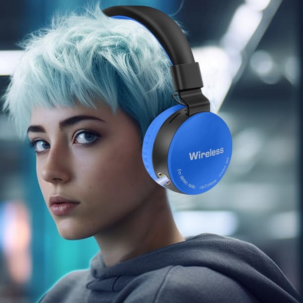 Auriculares Bluetooth plegables supraaurales con micrófono, 8 horas de uso, azul oscuro