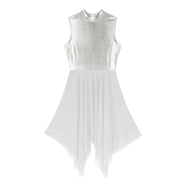 YEAHDOR Womens Metallic Lyrical Dance Costume Praise Tunic Overlay Dress  for Modern Liturgical Worship Dance White 3XL - Walmart.com
