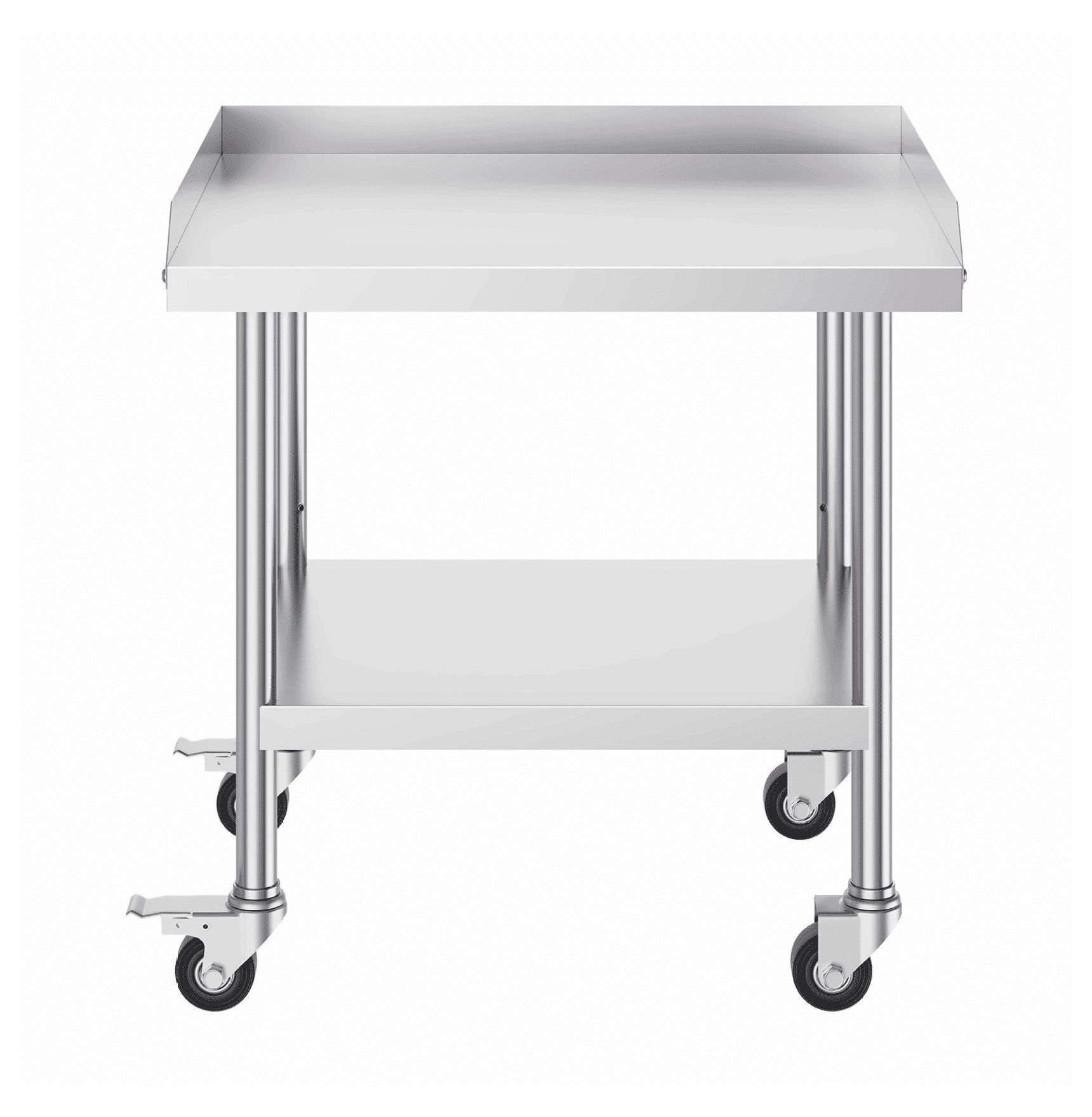 Stainless Steel Work Table 24x28x30 Inch - Commercial Kitchen Prep Table with Wheels & Backsplash