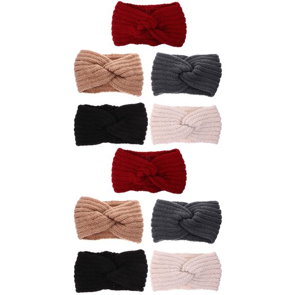 10 Pcs Knitting Cross Wool Headband Warm Crochet Makeup Hairband Fitness Women's