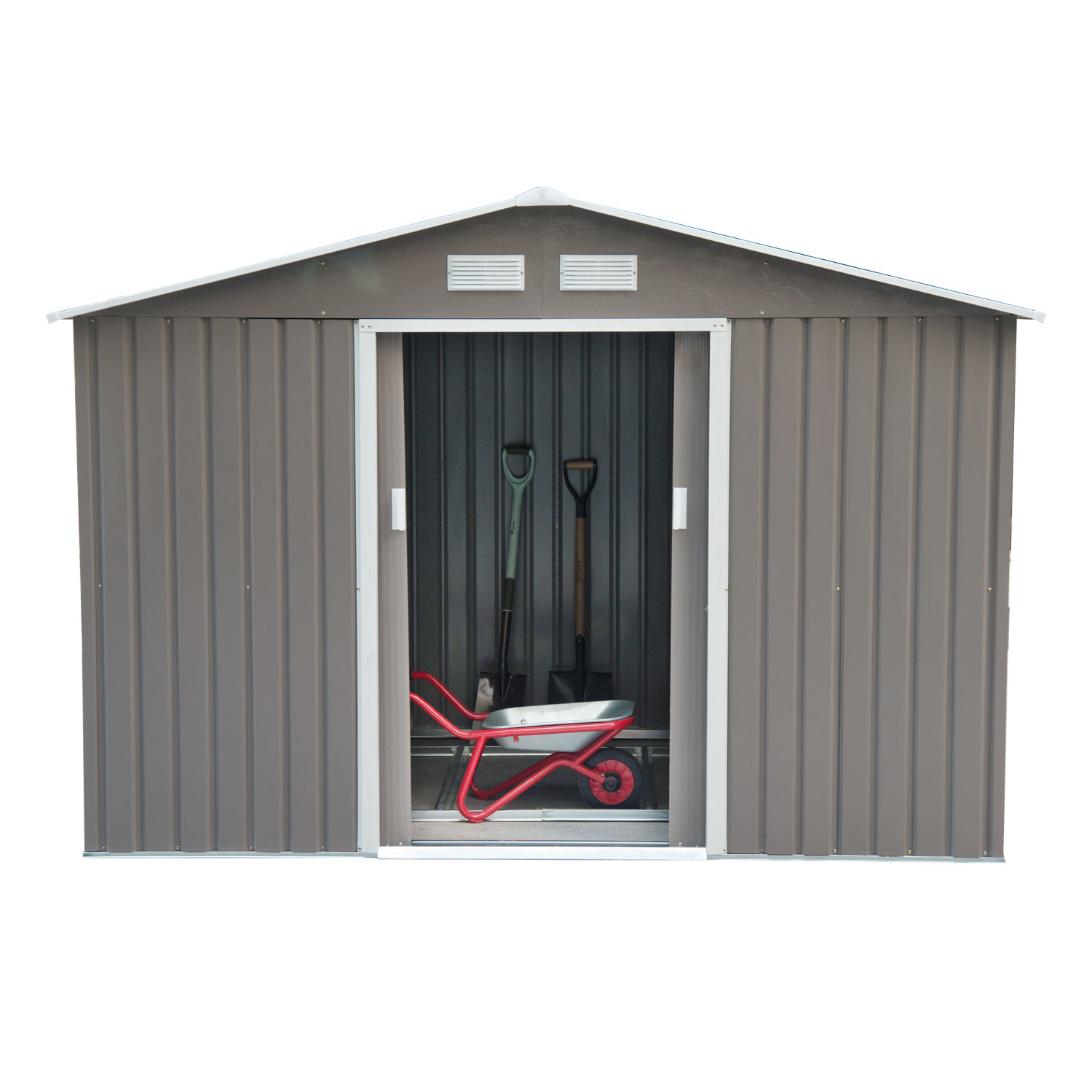 Outsunny 9' x 6' Metal Outdoor Utility Storage Tool Shed, 6.3 ft x 9.1 ft, Grey - image 4 of 11