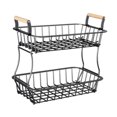 thumbnail image 2 of Cesta de fruta de metal, soporte para frutas, contenedor ahorrador de espacio, almacenamiento de verduras Negro, 2 of 9
