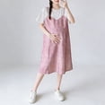 thumbnail image 2 of Robe de Maternité pour Femmes, Manches Courtes Col Rond Faux Deux Pièces, Robe Maxi Décontractée Ample Unie pour Grossesse, 2 of 6