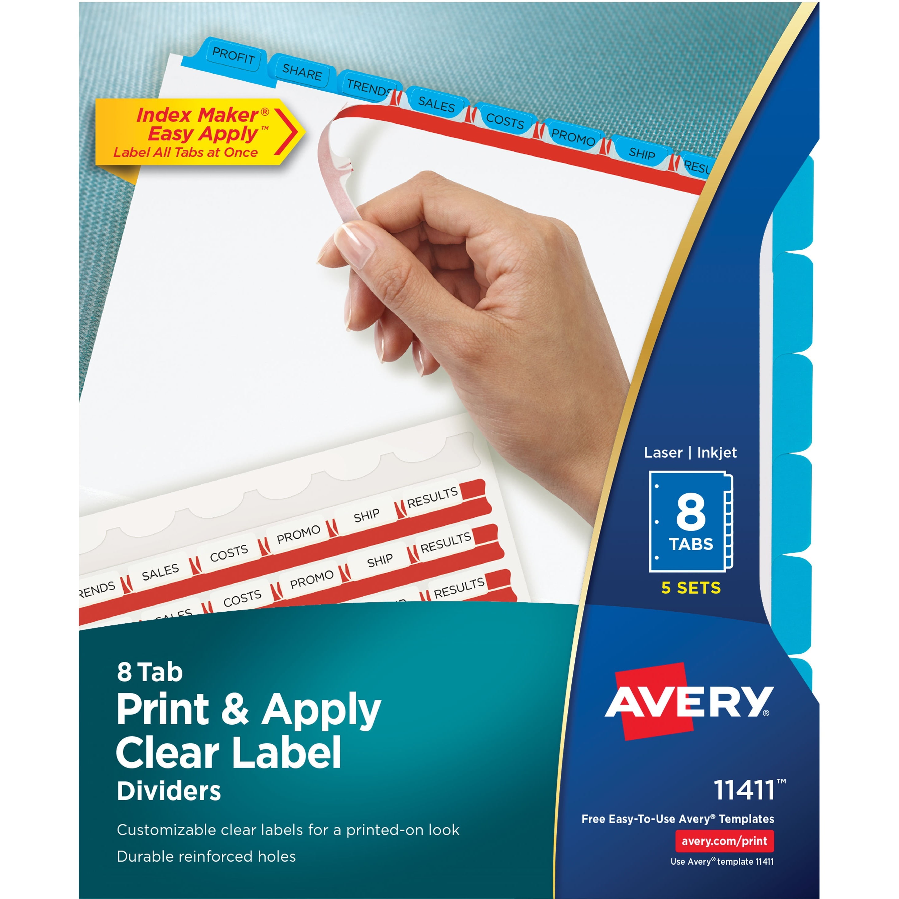 Avery Print & Apply Clear Label Dividers, Index Maker(R) Easy Apply(TM