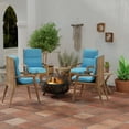 thumbnail image 3 of Jordan Manufacturing 45" x 22" Celosia Ice Blue Crosshatch Rectangular Outdoor Chair Cushion with Ties and Hanger Loop, 3 of 13
