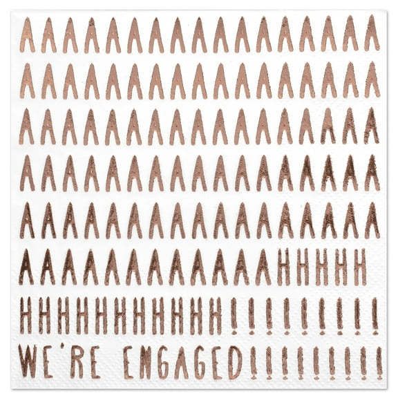 Koyal Wholesale We're Engaged, Funny Quotes Cocktail Napkins, Rose Gold Foil, Bulk 50 Pack Count 3 Ply Napkins
