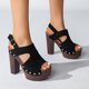thumbnail image 1 of MKLEKYY Sandalias de Playa para Mujer, de Tacón Alto, para Verano, Informales, para Salir, Vacaciones, Fiestas, Citas Nocturnas, Con Punta Abierta, Elegantes, Cómodas, Con Diseño de Hebilla y Tiras., 1 of 4