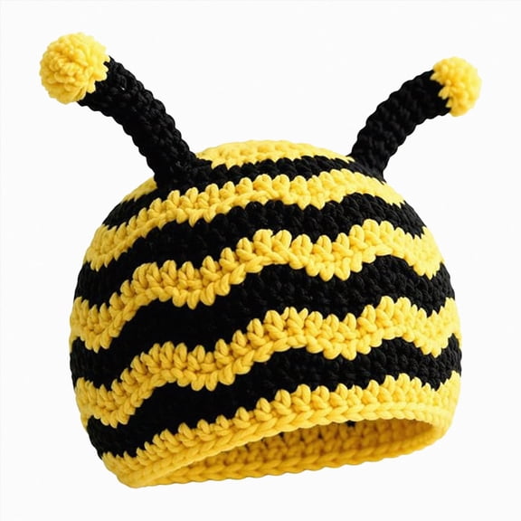 Kids Bee Antenna Striped Knit Beanie,Cute Winter Warm Hat for Kids