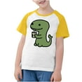 thumbnail image 4 of Virmaxy Toddler Boys Girls Kawaii Dinosaur Print T-Shirt Children'S Trendy Plunger Short Sleeve Blouses 2025 Summer Lightweight Loose Fit Crewneck Blouses Tops Yellow-2 7 Years, 4 of 8