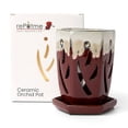 thumbnail image 2 of Repotme 4" x 6" Hexagon Cream over Garnet Ceramic Orchid Pot Plant, 2 of 3