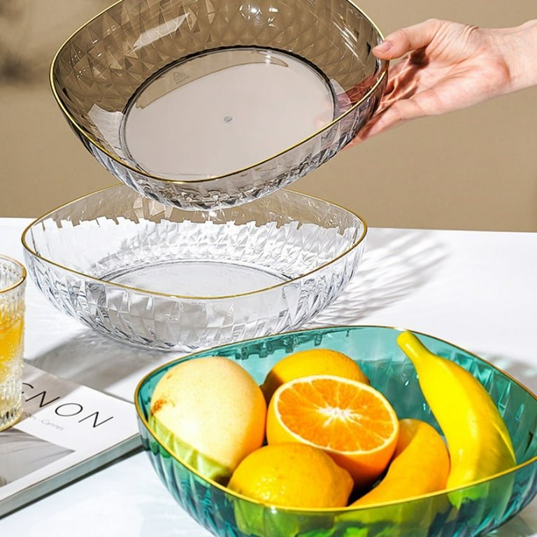 Crystal Plastic Fruit Bowl Crystal Clear Salad Bowl Round Serving Bowl Candy Bowls Dish Dessert Bowl Fruit Plate for Home Party Tableware Green 9.17*