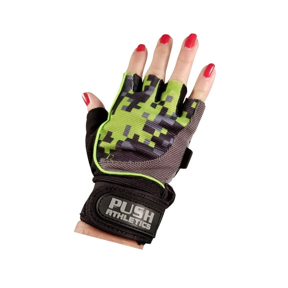 PUSH Athletic Women's Workout Gloves (Urban camo Green, Large)