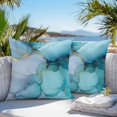 thumbnail image 3 of Teal Blue Marble Throw Pillow Covers 20x20 Inch Set of 2, Modern Abstract Art Marble Crack Waterproof Outdoor Pillow Covers, Decorative Cushion Pillowcases for Couch, Sofa, Bed, Garden, Patio, 3 of 9