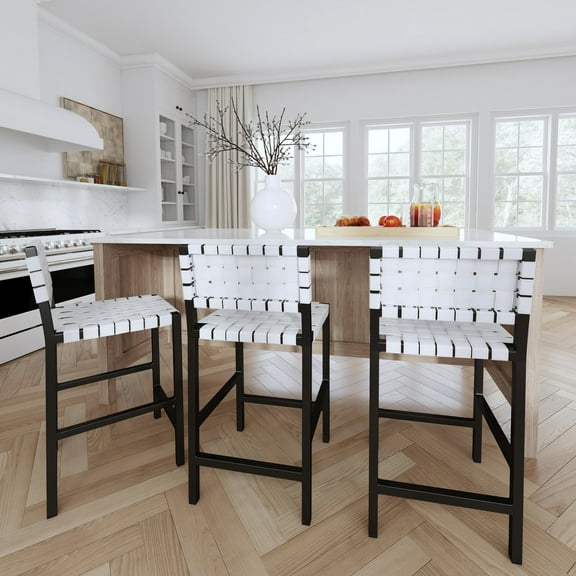 Butler Specialty Company Bromley Iron And Leather 24.5" Counter Stool - White