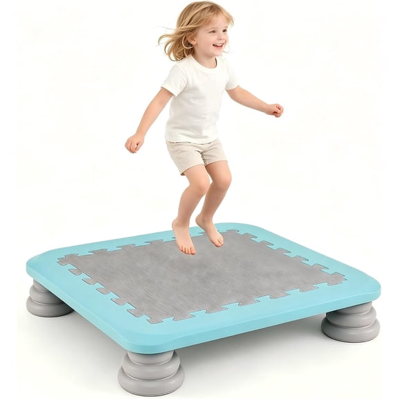 FASCK Mini Trampoline, 220 LBS Bounce Board with Non-Slip Base (Blue),25Inch Heavy Duty Sensory Trampoline Jumping Pad for Kids Balance & Coordination, Sensory Development