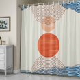 thumbnail image 5 of Orange Circle Shower Curtain, Blue Brown Line Sun Modern Abstract Beige Waterproof Shower Curtain Set with 12 Hooks Lightweight Bath Curtains Fabric Bathroom Decor 72x78 Inches, 5 of 9