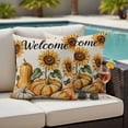 thumbnail image 4 of Orange Pumpkin Fall Outdoor Waterproof Pillow Covers, Thanksgiving Sunflower Autumn Beige Decorative Square Throw Pillowcase Sofa Cushion Sham for Patio/Couch/Chair, 24"x24" 2 Pack, 4 of 8