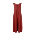 thumbnail image 7 of Efsteb Womens Tank Dress Resort Dress Casual Sleeveless Spring Crew Neck Solid Color Loose Fit Button Long Tank Dress Beach ,Size:M, 7 of 7