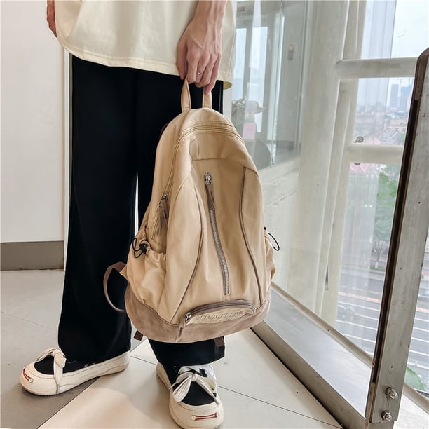 Mochila de moda Mochila versátil de gran capacidad Mochila de nailon para estudiantes (Beige) Ndcxsfigh Para Estrenar