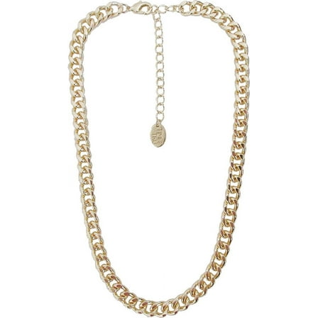 Time and Tru Women's Gold Tone Chunky Curb Chain Necklace 17" with Extender