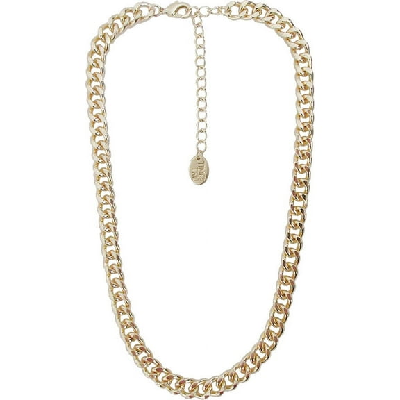 Time and Tru Women's Gold Tone Chunky Curb Chain Necklace 17" with Extender