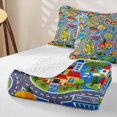 thumbnail image 4 of Manfei Cartoon Buildings Twin Quilt Set,City Streets Twin Coverlet Set,Gray,2 Pieces, 4 of 7
